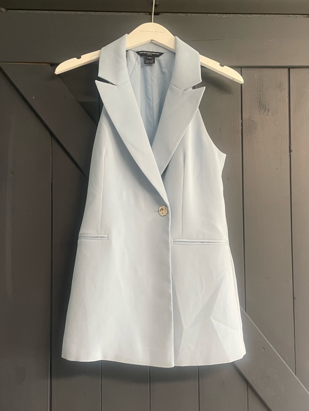 French Connection Light Blue Sleeveless Blazer Vest